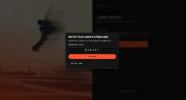 The verification step after you submit your email