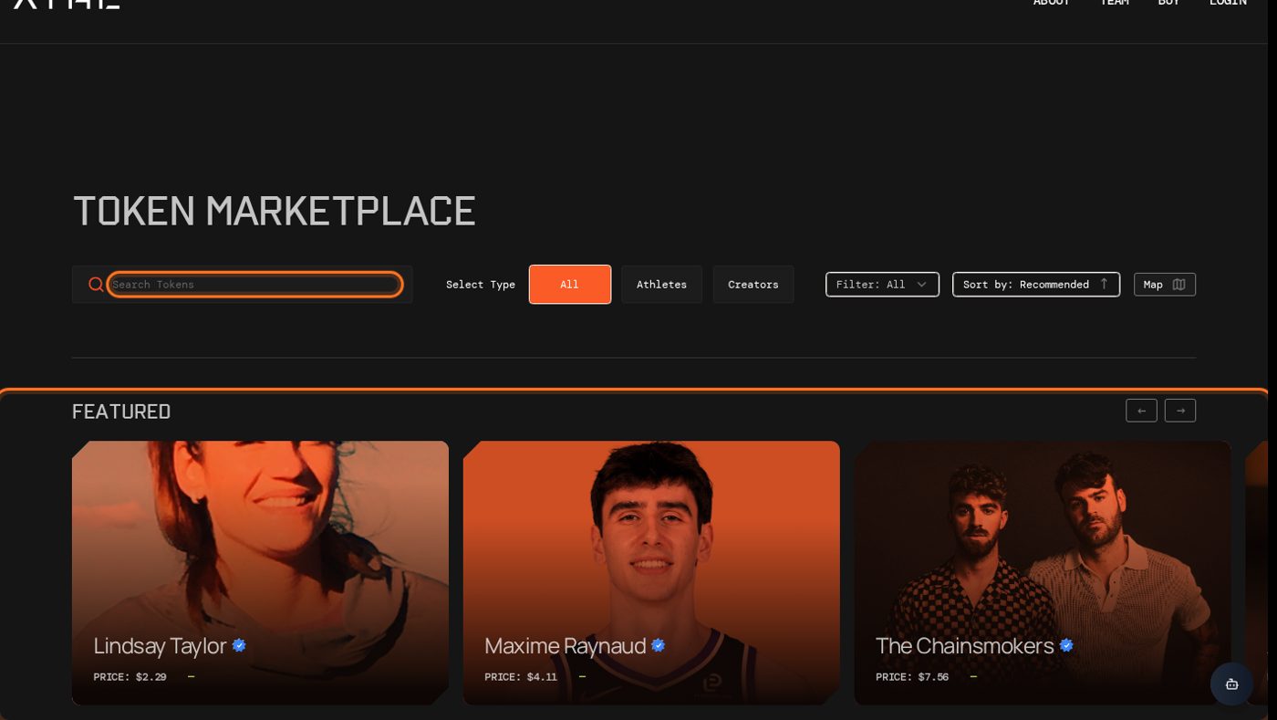 The marketplace with search and issuer shelves